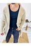 Cardigan Hooded Pocket Natural Cotton Laser Cut Ripped Detailed Knitted Knitwear Long Poncho Cardigan - 8