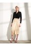 Alita City Natuvera Beige Satin Plain Midi Women's Skirt with a Difference - 3