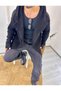 Cardigan Hooded Pocket Natural Cotton Laser Cut Ripped Detailed Knitted Knitwear Long Poncho Cardigan - 7