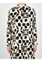 Satin Black Geometric Patterned Tunic - Ecru Refka - 3