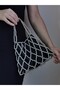 Diamond Patterned Silver Pearl Bag - Pearl Bag Pearl Bead Bag - Evening Dress Bag - 5