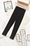 Girl's Black Ribbed Plain Velvet Tights 19721 - 2