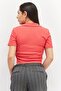 Women Spread Neck Short Sleeves Solid Top, Pink - 4