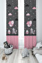 BABY AND KIDS ROOM Pink Bicycle Balloon and Elephant Patterned 2 Wing Background Curtain