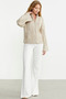 High Collar Casual Sleeve Wool Knitwear Cardigan - Beige - 5