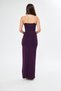 Purple Scuba Fabric, Low-cut and Slit Detailed Stone Design Strap Maxi Dress 582513 - 4