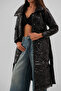 Belted Patent Leather Black Puffer Maxi Coat - 4