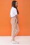 Girl's Cream Color Elastic Waist Zippered Pocket School Sweatpants 16271 - 4