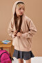 Girl's Hooded Zippered Beige School Cardigan 16193 - 4