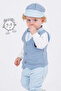 Baby Boy Set of 4 with Blue Vest and Hat 16190 - 5