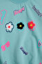 Mint Flower Embroidered Long Sleeve Girl's Sweatshirt 16306 - 3