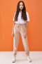 Girl's Cream Color Elastic Waist Zippered Pocket School Sweatpants 16271 - 3