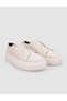 100% Genuine Leather Beige Lace-Up Women's Sports Shoes - 2