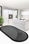 Machine Washable Non-Slip Base Stain-Resistant Black Oval Kitchen Rug Living Room Carpet and Runner Rug