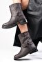 Lola Genuine Leather Brown Women's Heelless Biker Boots - 6
