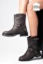 Lola Genuine Leather Brown Women's Heelless Biker Boots