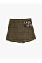 Tweed Skirt Plaid Double-Breasted with Buckle Detail