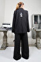 Black Striped Women's Blazer and Trousers Set - Vs00041 - 5