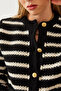 Women's Black Ecru Striped Cardigan 20246237 - 5