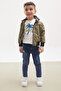 Khaki Palm Printed T-Shirt Boy's 3-Piece Set with Jacket 17699