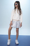 Gray Back Love Written Hologram Skirt Girl's Suit with Badi 18409 - 2