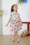 Salmon Heart Printed Short Sleeve Girls' Dress 18783
