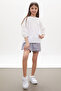 Lilac Glittery Plaid Patterned Shorts Skirted Shirt Girl Suit 18260 - 2