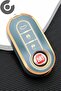 Fiat Compatible 500, Doblo, Fiorino, Punto, Ducato, Bravo, Panda Gold Edge Tpu Key Case Cover (Blue)