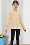 Cream Omzu Ruffled Ribbed Girls' Long Sleeve Badi 18756