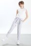 Gray Fashion Girl Embroidered Belted Girls' Sweatpants 17685 - 3