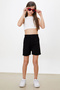 Black High Waist Double Button Girls Jean Shorts 18481 - 2