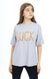 Gray Luck Lettered Crew Neck Girl's T-Shirt 17805 - 3