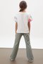 Khaki Floral Printed Girl's Suit with Spanish Legs and Ribbed Tights 17999 - 5