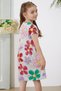 Gray Floral Printed Short Sleeve Girl's Dress 18796 - 6
