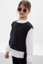 Black Sweater, Shirt, Bead Detailed, Slit and Tights Girl's Suit 18090 - 4