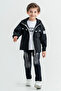 Black Hooded Jacket T-Shirt Boy's 3-Piece Set 17823