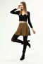 Women's Mini Skirt, Women's Mustard Houndstooth Patterned Side Zipper Mini Skirt - 6