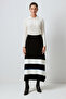 Stripe Knit Skirt with Elastic Waist - 2