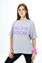 Gray Leopard Patterned Lettered Crew Neck Girl's T-shirt 17778 - 3
