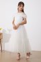 White Jewelled Feather Detailed Girl's Tulle Evening Dress - 4