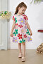 Salmon Floral Print Short Sleeve Girls' Dress 18795