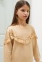 Cream Lace Detailed Crew Neck Girl's Sweatshirt 18543 - 5