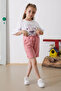 Pink Floral Printed Belted Shorts Girls' Set 18899 - 3