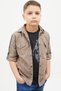 Brown Sleeves Stripe Lettering Jean Shirt T-Shirt Boy's 2-Piece Set 17649 - 2