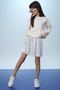 Gray Back Love Written Hologram Skirt Girl's Suit with Badi 18409 - 3