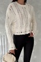 Women's Beige Standard Size Design Knitted Knitwear Sweater - 3