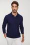 Men's Navy Blue Reddington Polo Collar Long Sleeve Thin Knitwear Sweater 22w403 - 2