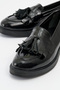 Milina Black Patent Leather Tasseled Genuine Leather Women's Loafer Shoes - 3