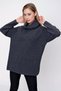 Women's Degaje Collar Long Thessaloniki Knitwear Sweater Anthracite 22wk258 - 3