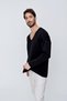 Men's V-Neck Cotton Loose Knitwear Sweater Black 22sm212 - 4